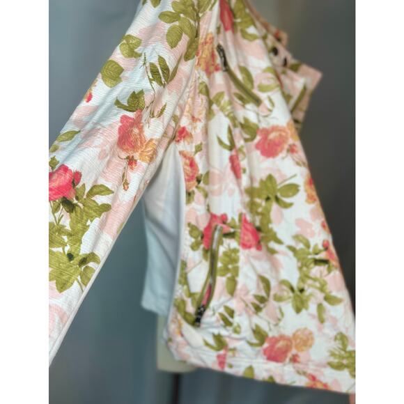 Lane Bryant Floral Moto Jacket – Ivory, Green & Pink – Size 16 - Picture 7 of 10